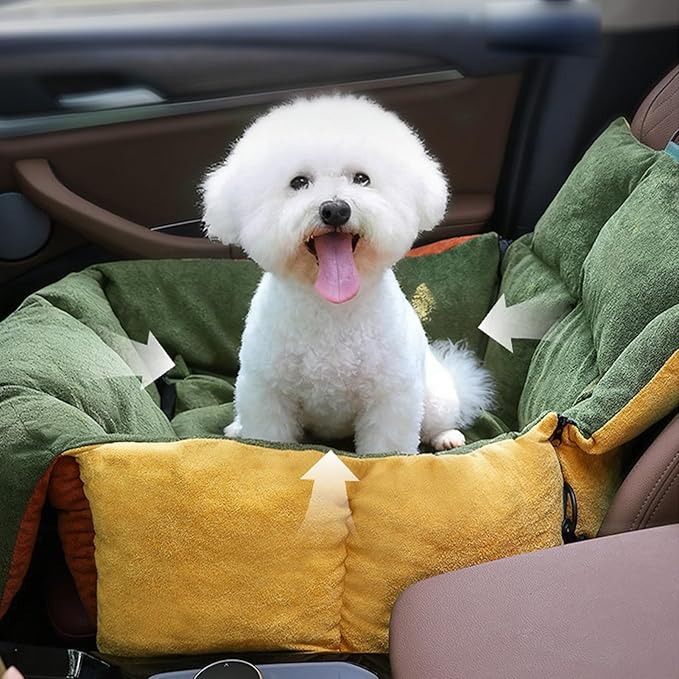Dog Booster Car Seat,Soft Portable 2-in-1 Pet Carrier with Pockets and Seatbelt - Pet Car Seat - for Truck SUV Back Front Road Trip Daily Commute Puppy Indoor Golf Cart Outing Shopping Public