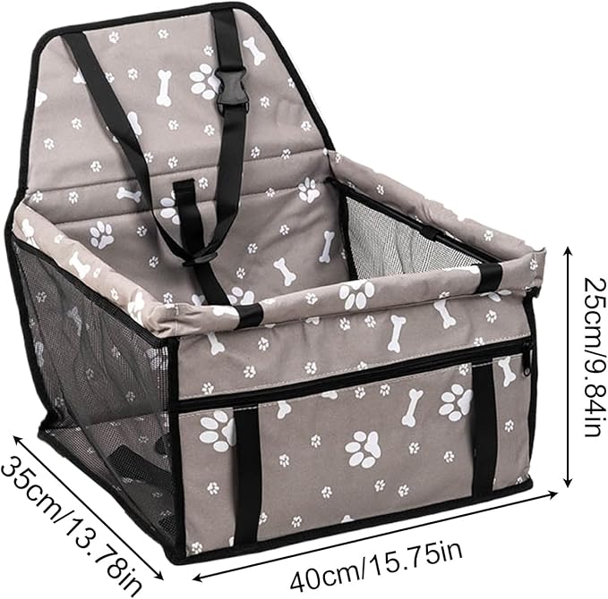 Portable Dog Booster Car Seat, Foldable Puppy Carseat with Storage Pocket, Comfortable Pet Travel Accessory, Durable Safety Carrier Organizer, Versatile Solution for Road Trip Long Driving Vet Visits