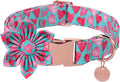 Valentine Dog Collar with Flower, Heart Flower Collar for Puppy Girl Boy Dog or Cat, Comfortable Dog Collar Flower with Durable Metal Buckle, Cute Pet Collar, XS, Neck 8-12in