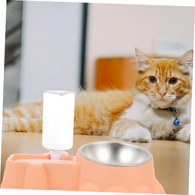 Kisangel Automatic Pet Water Dispenser Dog Food Bowl Feeding Station for Home Non Slip Design Unique Decorative Pet Feeder Suitable for Dogs and Cats