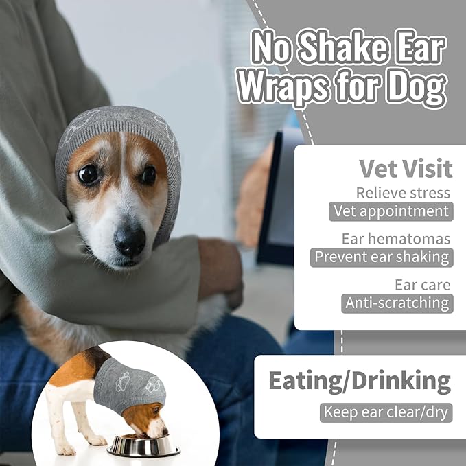 Nanaki Dog Hats Calming Hoodie-Dog Ear Covers Head Cover Protector Hematomas Wraps, No Shake Ear Wrap Muffs Noise Protection, Anxiety Relief, Fireworks, Grooming, Thunderstorm, Bath, Vet Visit