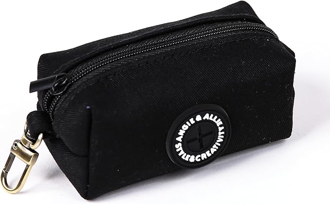 Organic Cotton Dog Poop Bag Holder for Leash Brass Hardware Waste Bag Dispenser Pet Waste Management Solution