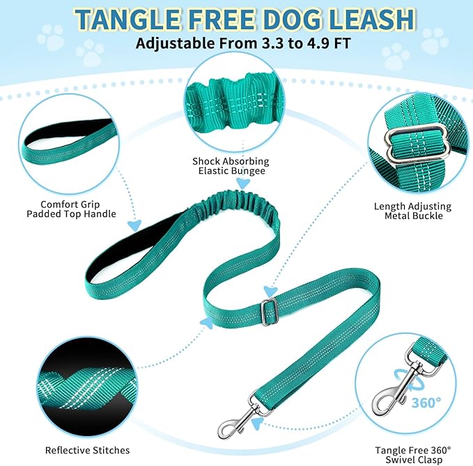 SlowTon No Pull Small Dog Harness and Leash Set, Puppy Soft Vest Harness Neck & Chest Adjustable, Reflective Lightweight Harness & Anti-Twist Pet Lead Combo for Small Medium Dogs(BL-Front Clip,XXS)