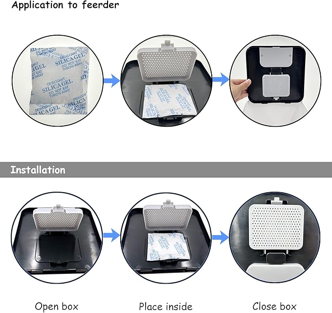 xcivi 6 Pack Pet Food Desiccant Bags for Voluas Automatic Cat Dog Pet Food Feeders Model VL001, VL002, VL003, VL004; Moisture-Proof Bag Desiccant Keep Pets Foods Dry and Fresh