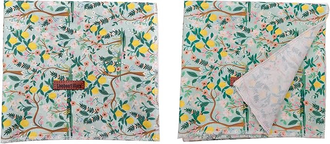 Lionheart glory Plaid Dog Bandana 1 Pack Washable Soft Cotton Lemon Flower Bibs Scarf, Adjustable Kerchief Square Dog Bandanas for Large Dogs