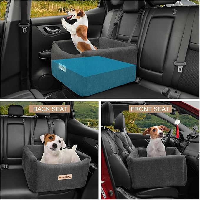 Dog Car Seat for Small Medium Dogs up to 25lbs, Multi-Functional Booster Dog Car Home Seat with Safety Belt, Comfortable Pet Sofa Beds with Washable Removable Cover