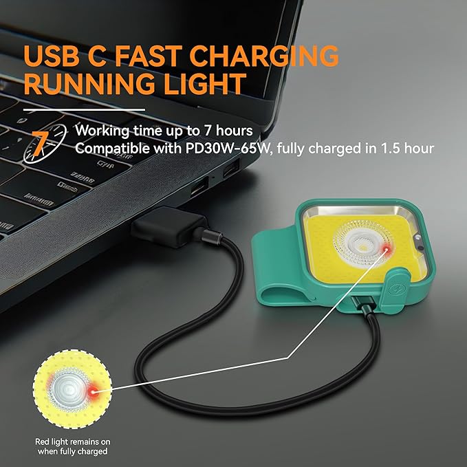 Yls Running Lights for Runners, Rechargeable Clip on Light with 12 Lighting Modes, LED Night Safety-Light for Walking, Camping, Hiking, Jogging, Outdoor Adventure, Green