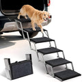 Extra Wide Dog Steps for Car, Truck and SUV - Foldable Pet Stairs for Large Dogs with Non-Slip Rug Surface, Lightweight Dog Ramp Holds Up to 250lbs, 6 Steps