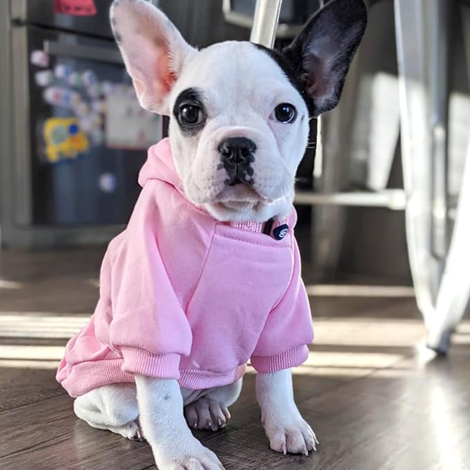 Jecikelon Winter Dog Hoodie Sweatshirts with Pockets Warm Dog Clothes for Small Dogs Chihuahua Coat Clothing Puppy Cat Custume (Pink, X-Small)