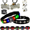 Pet Collar with AirTag Holder and ID Tag, 15 Lighting Modes, Waterproof Cross Pattern Design, Multiple Colors (Black Pro, M(11.8-15.7"))