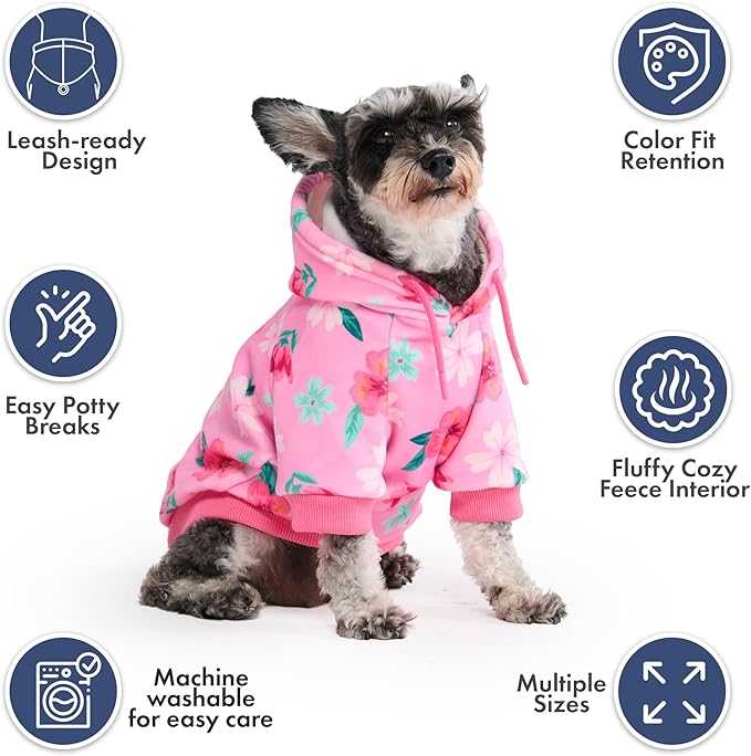 Spark Paws Dog Hoodie – Premium Dog Sweater for Small, Medium, and Large Dogs | Warm Outfits for French Bulldogs, Pitbull, Puppy, Winter Jacket Alternative - Blossom - M