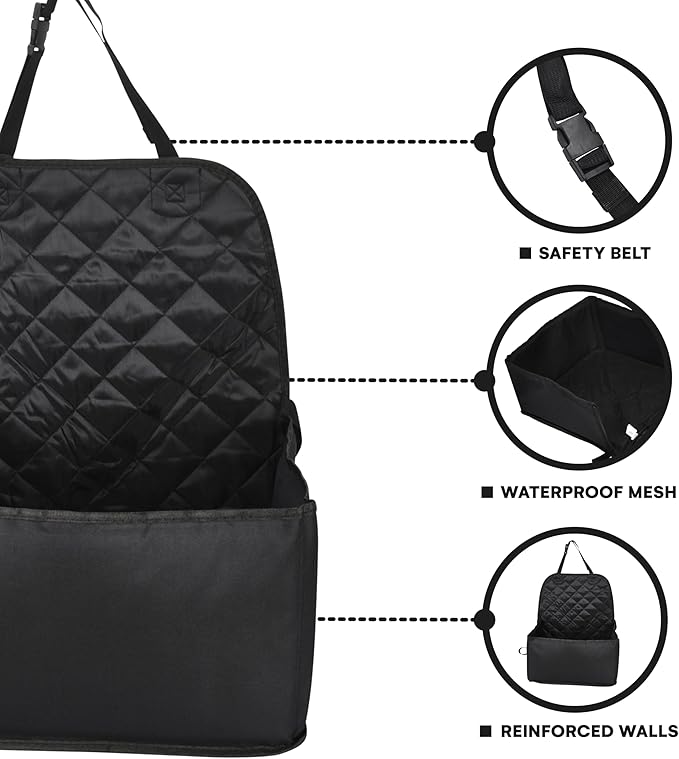Black Rhino Pet Car Seat Black - Booster Seat for Small and Medium Dogs - Safe Protects Back Car Seats from Scratches and Messes - Robust and Waterproof Dog Accessories for Traveling
