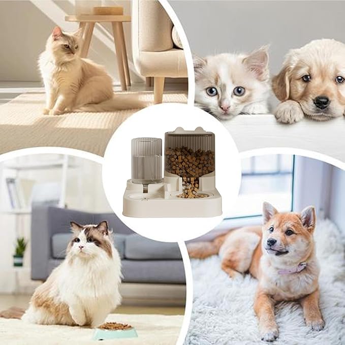 Automatic Dog Feeder - 2 -in 1 Puppy Feeder with Food Bowl | Large Capacity Cat Food Dispenser | Pet Feeder | Multifunctional Pet Food Storage for Small Medium Dogs and Cats
