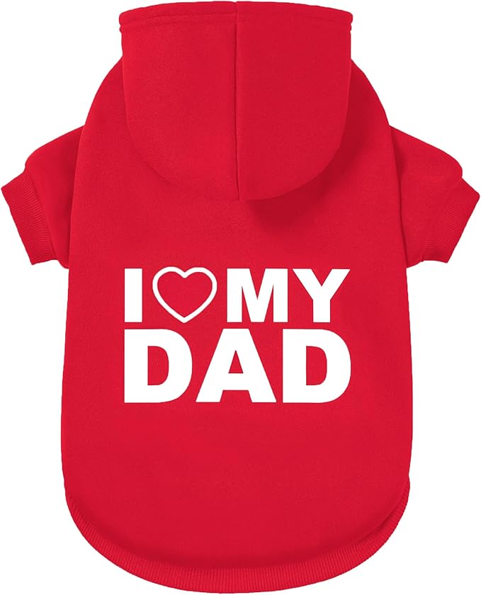 GreenJoy Dog Sweater Dog Hoodie Cold Weather Coat Hooded Sweatshirt for Puppies,Cats, Small Medium Large Dogs (Red(I Love My Dad), Large/X-Large)