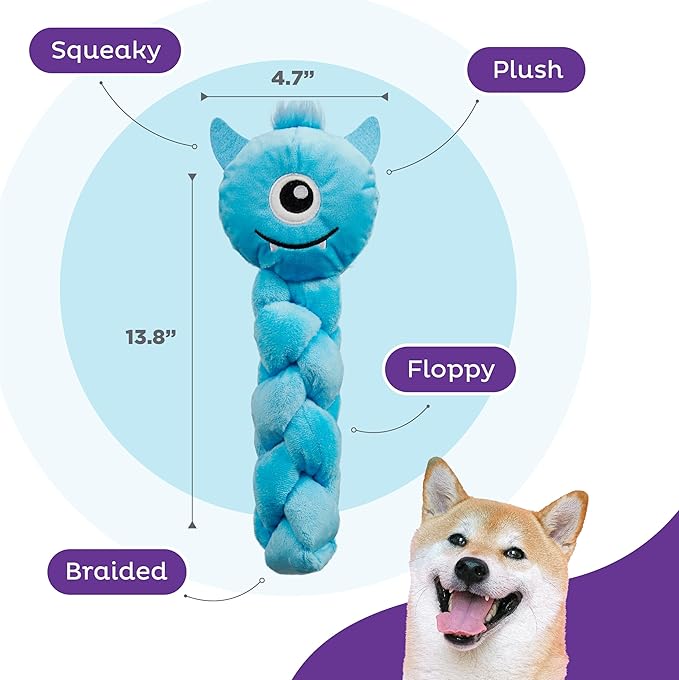 Outward Hound by Nina Ottosson Twistiez Interactive Plush Dog Treat Puzzle, Monster, Blue