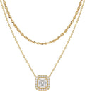 TONTMY STUDIOS Layered Gold Necklace for Women 14K Gold Plated Small Dainty CZ Pendant Layering Gold Necklaces Set Simple Chain Choker Necklace Trendy Jewelry for Women Gifts