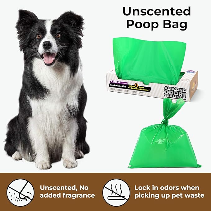 Odor-Sealing Dog Poop Bags 90 Count, Extra Strong Odor Control, Mutil-Layer Unscented Pet Waste Bags with Leak-Proof Design, Ideal for Dog Walks & Backyard Cleanup (Size:L, Color:Green)