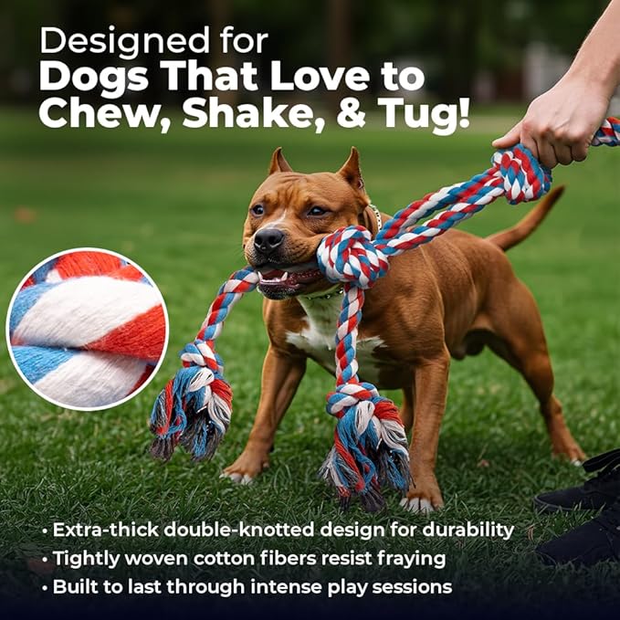 Pacific Pups Products 2 Pack Red - XL Dog Rope Toy for Aggressive Chewers - Benefits Non-Profit Dog Rescue - Tug of War Dog Toy, Dog Toys for Large Dogs, Tough Dog Toys for Aggressive Chewers