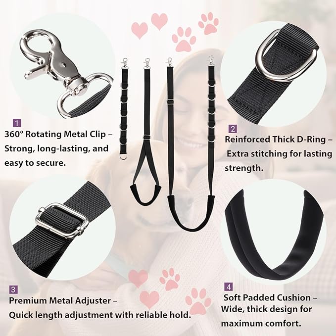 Dog Grooming Belly Straps Pink Pet Grooming Supplies 3 Sets Professional Dogs Belly Band Pet Dogs Groomer Extension Strap Table Arm Loop Extender for Small Medium Large Pets (Pink)