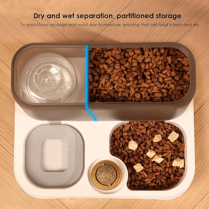 Automatic Cat Feeder, Cat Auto Feeder Dog Feeders, Cat Feeder Automatic, Automatic Dog Food Dispenser, Large Capacity Water Dispenser, Pet Food Dispenser, Food Bowl Pet Supplies (Gray)