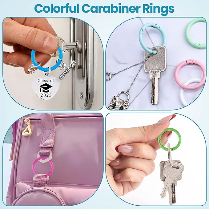 Spring O Rings,Round Spring Snap Keyring, Metal Carabiner Clips for Keychain Handbag Purse Dog