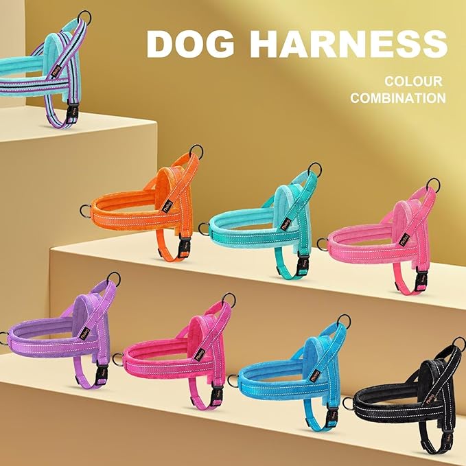 Didog Soft Flannel Padded Dog Vest Harness, No Pull/Quick Fit Reflective Dog Strap Harness, Easy for Training Walking (M:Chest 21-26", Pink)
