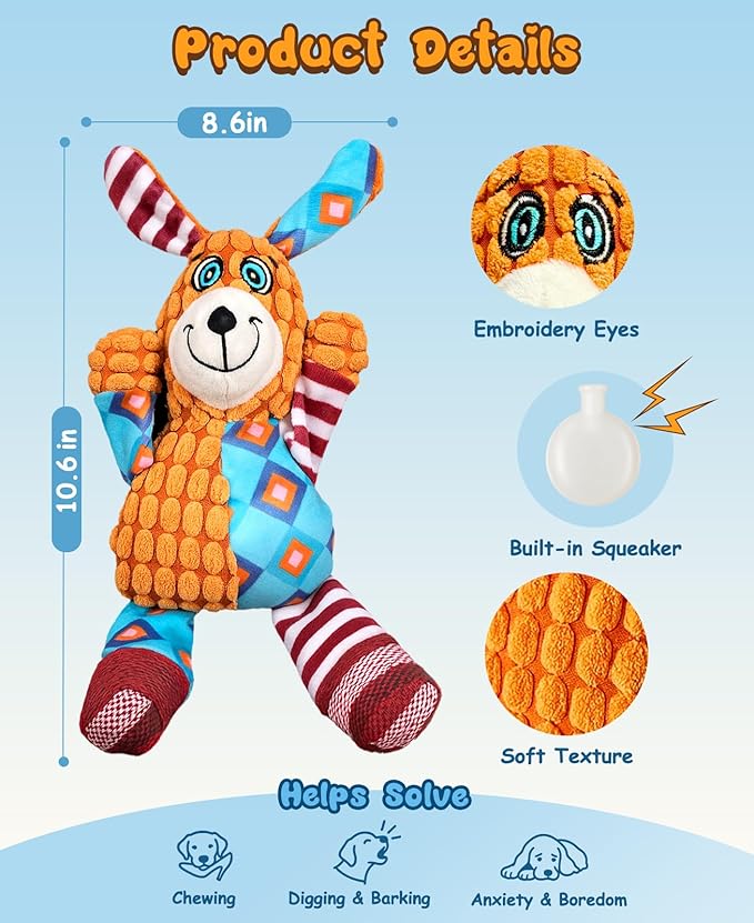 Swooflia Crinkle Dog Toy - Plush Squeaky Toys for Puppies,Treat Boredom for Small Dogs,Interactive Stimulating Puppy Toy to Keep Them Busy