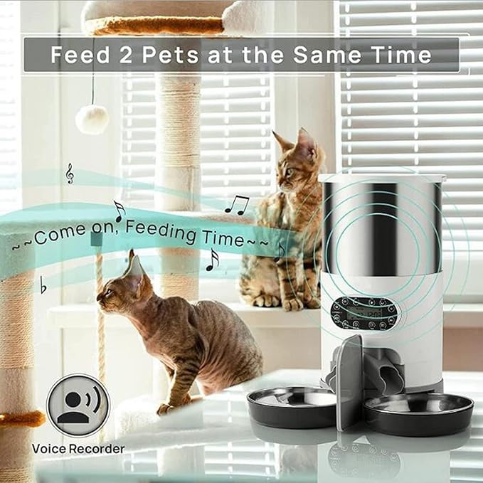 6.5L Automatic Cat Feeder for Multiple Cats, Cat Dry Food Dispenser with Voice Record, Timed Cat Feeder Pet Feeder Dog Food Dispenser Automatic Feeder for Cats Dogs