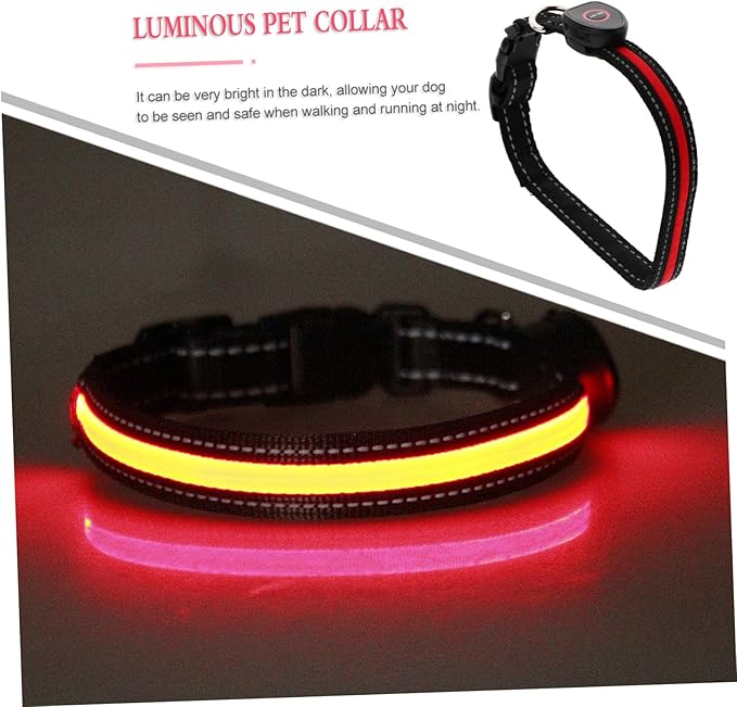 Rechargeable USB Glowing Dog Collar Flashing LED Lights 50CM for Nighttime Visibility for Golden Retriever and Bichon Frise
