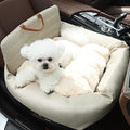 MANON ROSA Small Dog Car Seat - Waterproof Anti-Scratch Cat Booster Seat with Clip-On Safety Leash Thickened Memory Foam Filling, Pet Travel Carrier Bed Car Accessory
