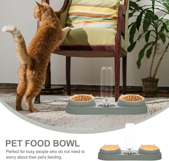 Cat and Dog Feeder Automatic Feeder and Drinker Double Bowl Pet Food Dispenser Easy to Use Safe for Pets Random Style