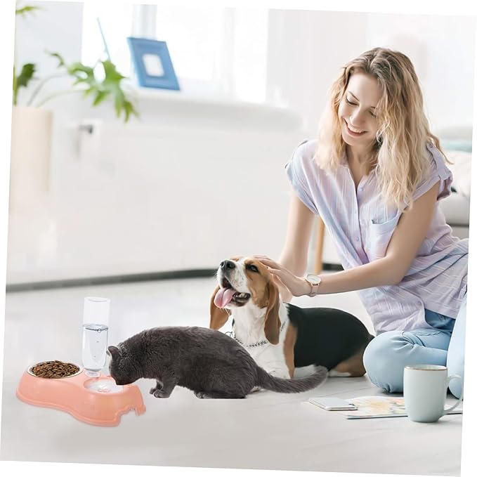 1set Automatic Pet Feeder Dual Bowls Detachable Water and Food Dispenser for Cats and Dogs Convenient and Easy to Design for Daily Feeding