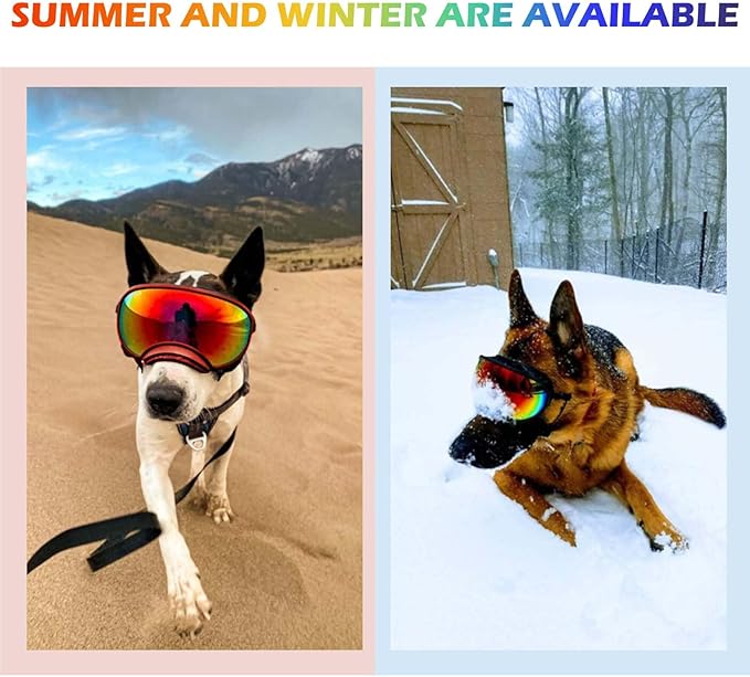 Dog Sunglasses,Doggles Anti-UV Protection,Pet Sunglasses with Adjustable Strap,Suitable for Motorcycle Car Driving Bike Riding Hiking Swimming Wind Dust Fog Dog Eye Protection