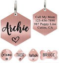 Ultra Joys Custom Personalized Dog ID Tag - Stainless Steel Hexagon Rose Gold Large