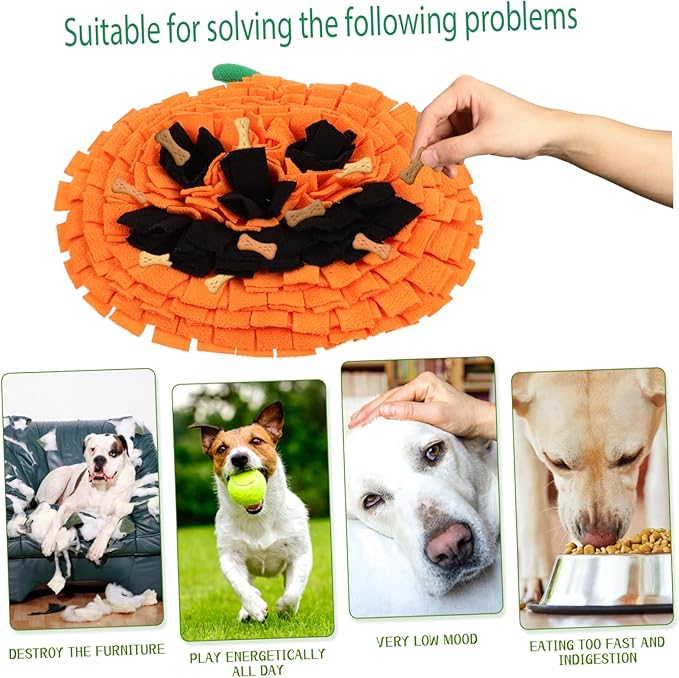 Dog Snuffle Mat for Large Breeds Pumpkin Shaped Sniffing Feeding Bright Easy to Engaging Pet Foraging Mat for Fun and Freshness