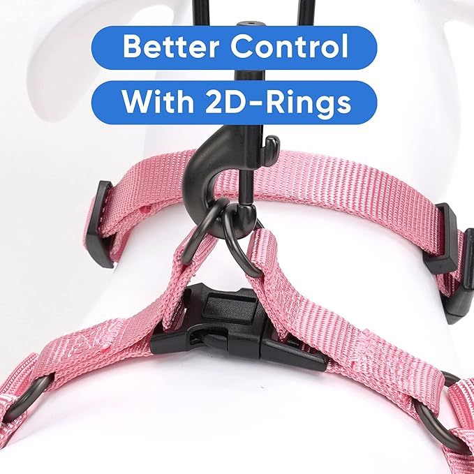 Pawtitas Personalized Dog & Puppy Harness Medium Millennial Pink Custom ID Tag Adjustable No Pull Vest