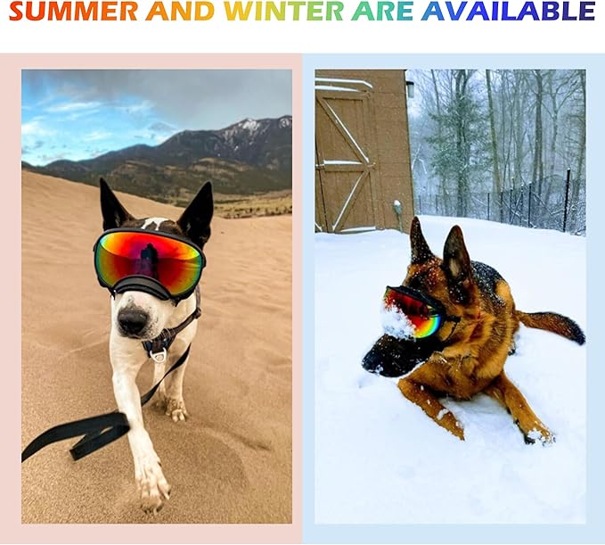 Dog Sunglasses,Doggles Anti-UV Protection, Pet Sunglasses with Adjustable Strap, Suitable for Motorcycle Car Driving Bike Riding Hiking Swimming Wind Dust Fog Dog Eye Protection