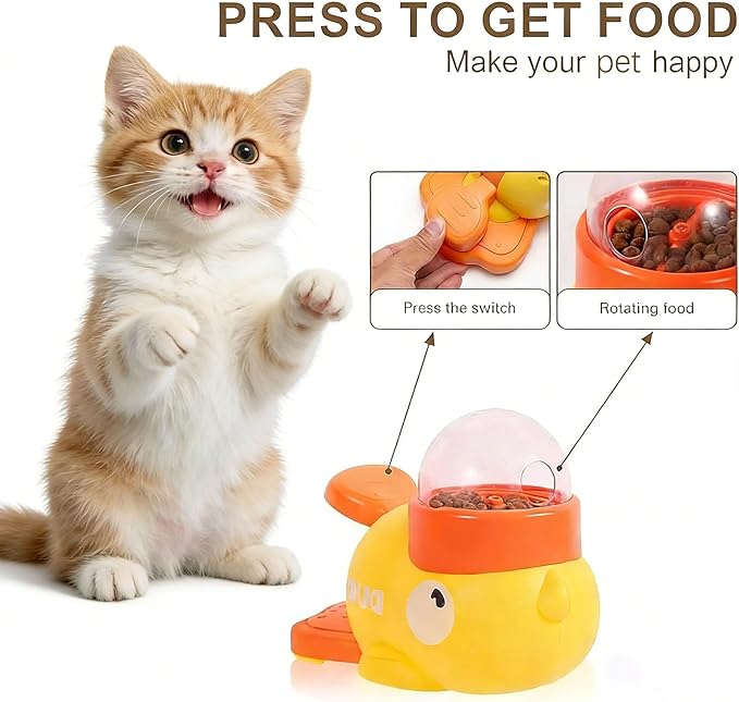 Dog Interactive Treat Dispenser, 2-in-1 Dog Treat Dispenser Toy, Duck Cat Treat Dispenser, Safe Kibble Dispenser Dog Toy, Adjustable Food Outlet for Small to Medium Cats and Dogs (White*2)