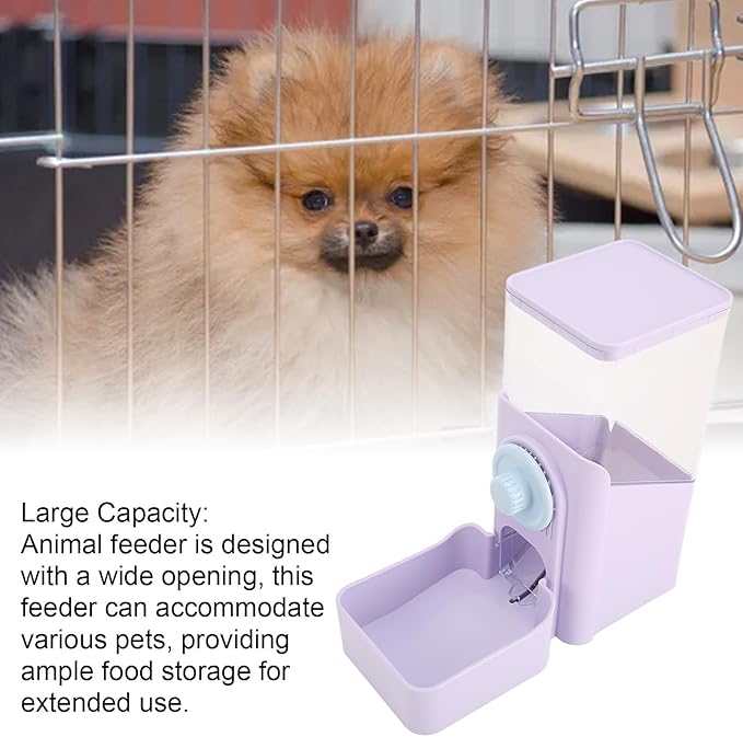 Pet Auto Gravity Feeder, Automatic Large Capacity Leakproof Pet Feeder Station for Small Medium Large Pets Dog Puppy Kitten (Purple)