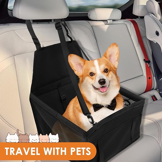 Oxford Cloth Car Pet Booster Seat Adjustable Strap Large Capacity Car Dog Bag Carrier W Safety Lock for Puppy Cat Travel
