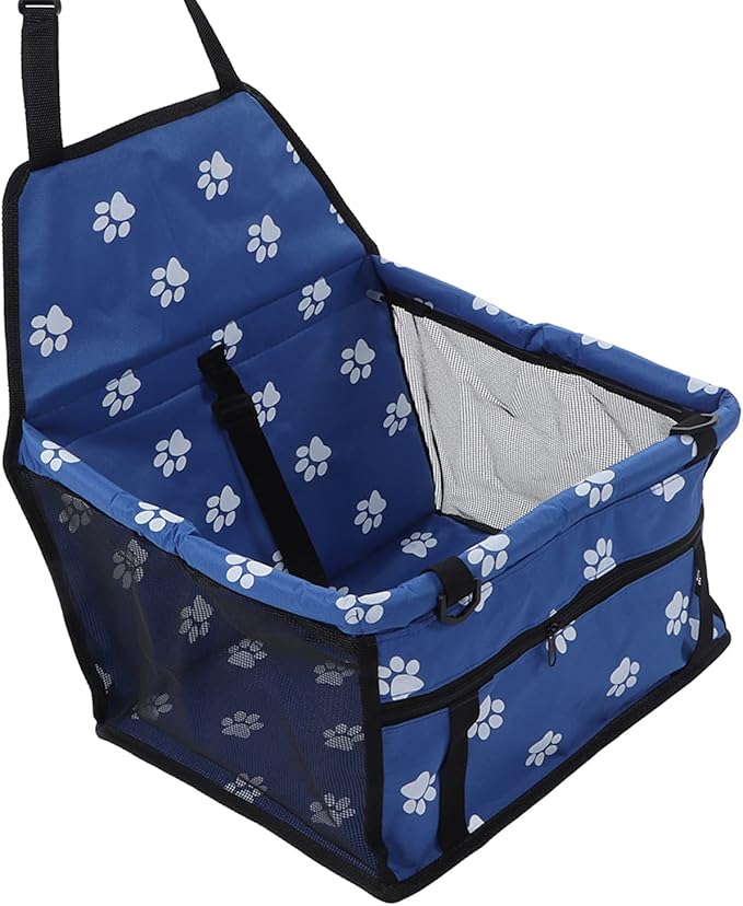 ZJchao Pet Car Seat Breathable Slip Proof Safety Leash Design Dog Car Basket for Puppy Cat (Blue)