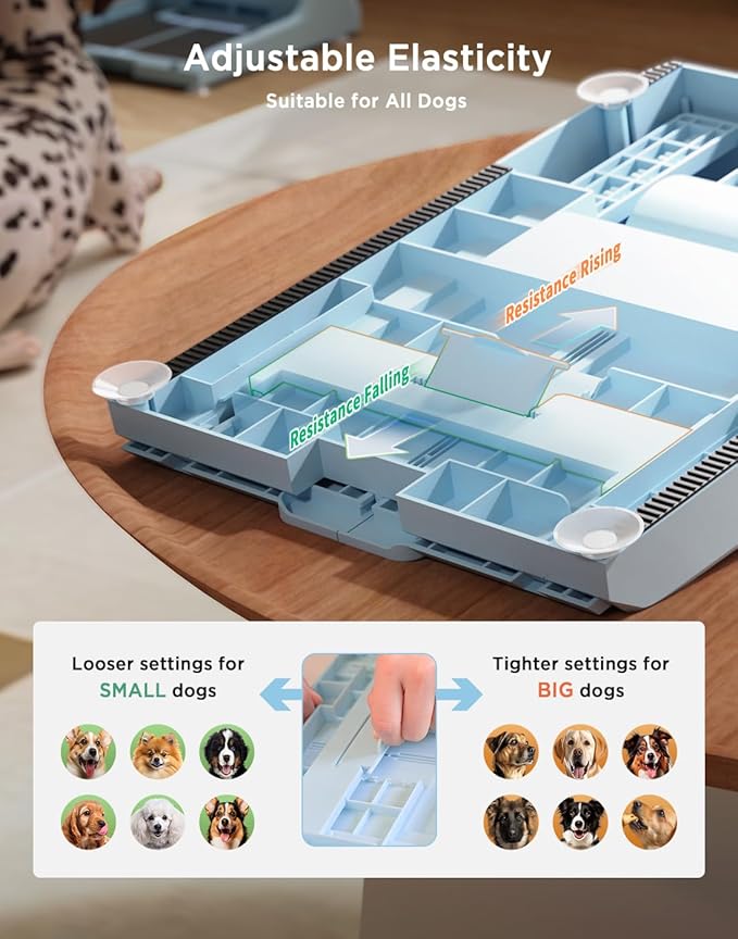 Dog Nail File Toy with 2 Dog Treat Puzzle, Interactive Dog Enrichment Toys for IQ Training, Dog Scratch Pad for Nails, Slow Feeder and 2 Level in 1 Dog Puzzle,Double Non-Slip Design(Blue)