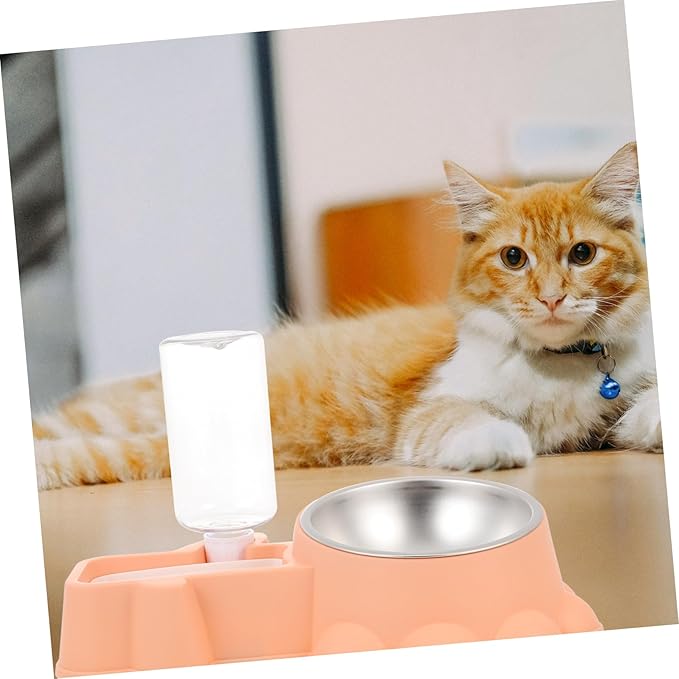Automatic Stainless Steel Dog Bowl with Transparent Water Dispenser Dual-Function Pet Feeder for Puppies and Dogs Spill-Resistant Design for Home and Pet Stores