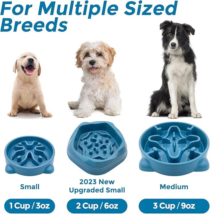 VANNON Slow Feeder Dog Bowls Non Slip Puppy Bowl Durable Dog Puzzle Feeder Bloat Stop Food Bowls for Puppy and Small Dogs, BPA Free, 1 Cup, Blue
