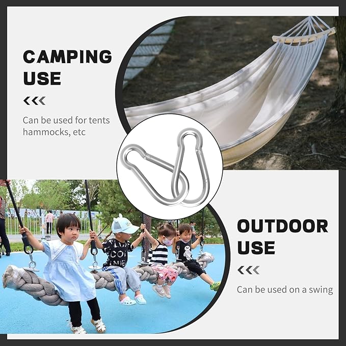 Carabiners Clip Spring Snap Hook,Heavy Duty Galvanized Steel Carabiner,Safety Quick Links Snap Hooks,Spring Clips for Swing Hammock Camping Keychain Outdoor