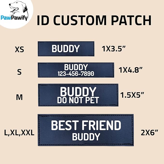 Personalized No Pull Dog Harness with Custom Name and Phone Number by PawPawify, Heavy Duty Pet Vest to Prevent Tugging, Pulling, or Choking, Training and Walking