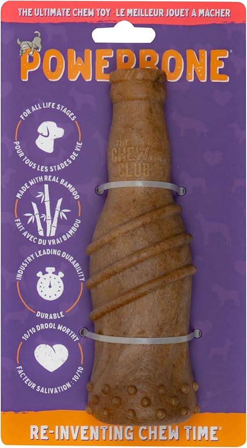 Power Bone Pet Chew Toy for Dogs - Durable, Non Toxic & Pet Safe - Best for Aggressive Chewers, Long Lasting Dental Health, Dog Teeth Cleaning, Dog Life Stages - Bottle 6.5''