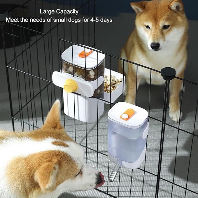 Water Dispenser Automatic Pet Water Feeder Stainless Steel Cage Hanging Water Dispenser for Cat Dog (White)