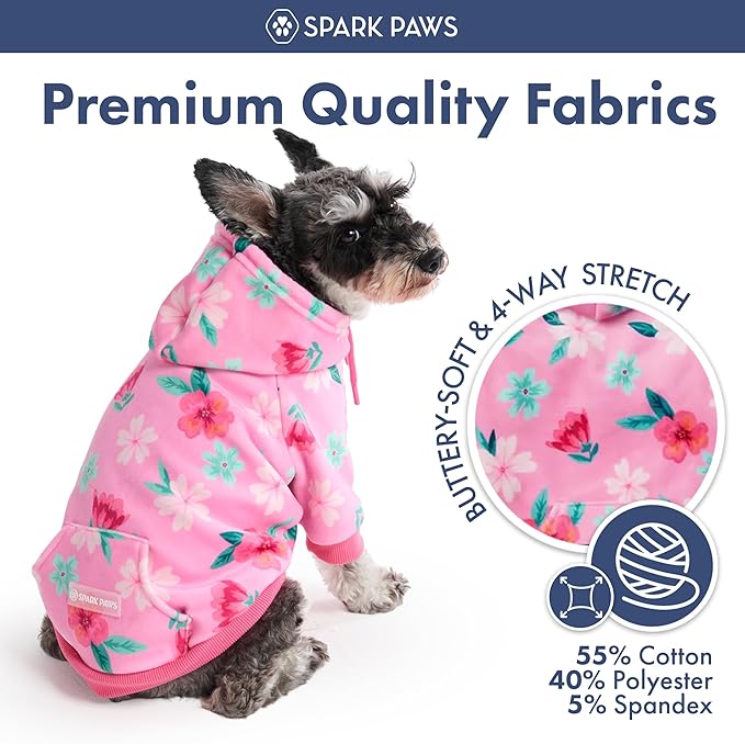 Spark Paws Dog Hoodie – Premium Dog Sweater for Small, Medium, and Large Dogs | Warm Outfits for French Bulldogs, Pitbull, Puppy, Winter Jacket Alternative - Blossom - 2XL