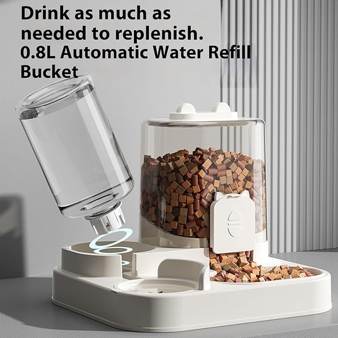 Automatic Refilling Pet Water Bowl and Food Dish Set with Stainless Steel Removable Tray Anti Tip Base for Small Animals Pet Food and Water Dispenser